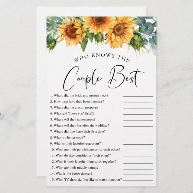 Quem conhece o melhor jogo de Chá de girassol do C (Frente/Verso)