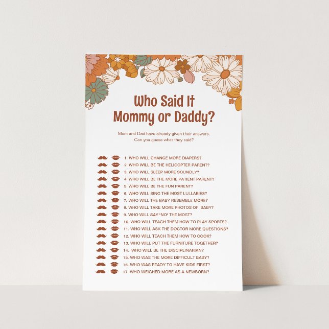 Quem Disse Isso Jogo De Chá de fraldas Groovy (Criador carregado)