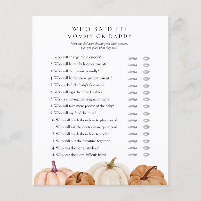 Quem disse isso Mamãe ou Chá de fraldas de abóbora (Frente)