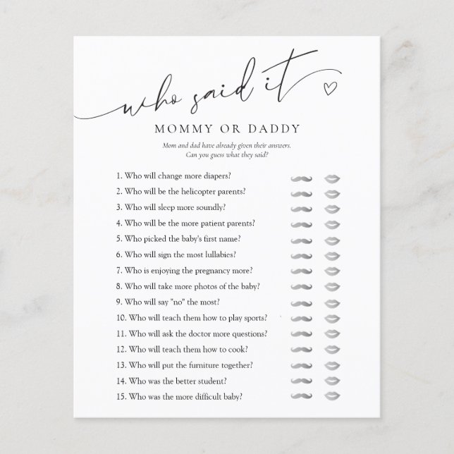 Quem disse que ele Mamãe ou Pai Chá de fraldas min (Frente)