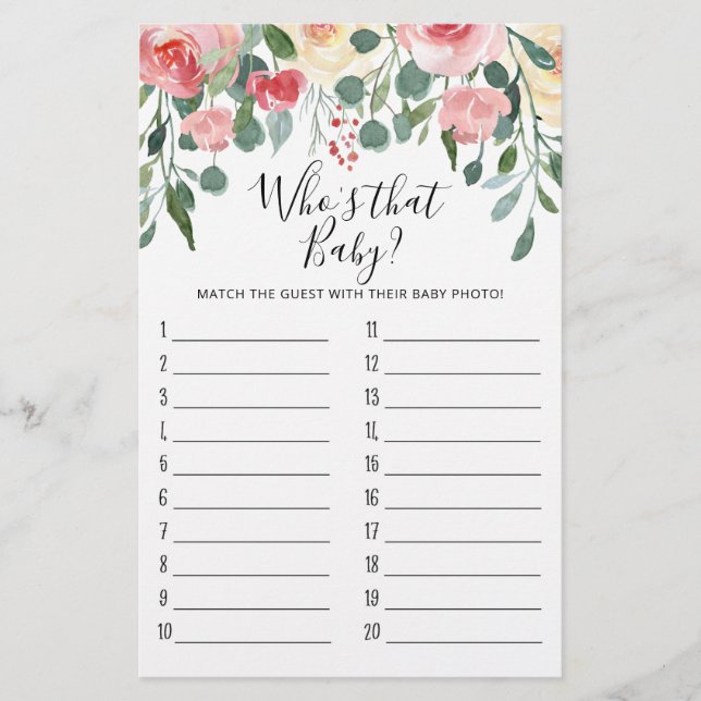 Quem é aquele bebê? Jogo da Festa de Chá de fralda (Frente)