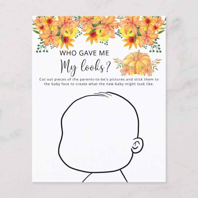 Quem me deu minha aparência jogo de baby shower (Frente)