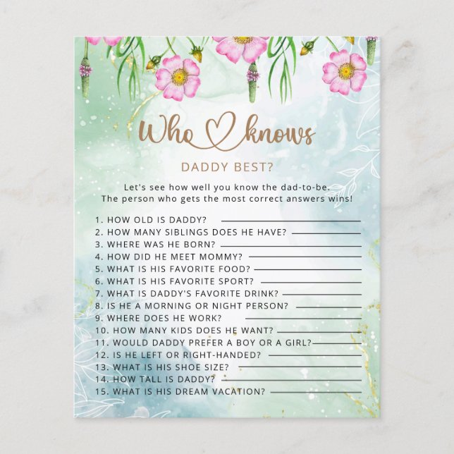 Quem sabe o melhor jogo de chá de fraldas de flor  (Frente)