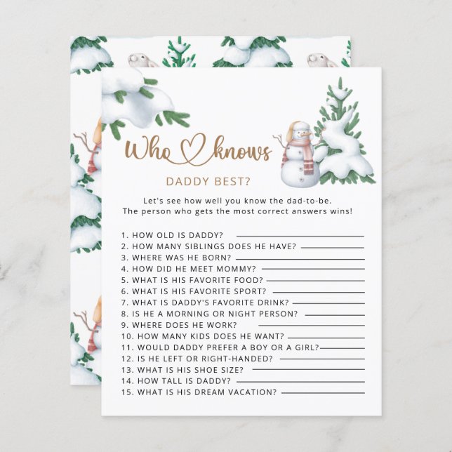 Quem sabe o melhor jogo de chá de fraldas de inver (Frente/Verso)