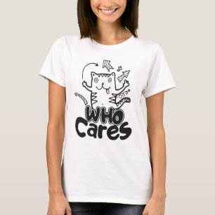 Quem Se Importa Camiseta de Gato Divertido Desenha