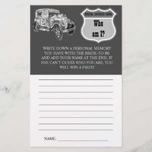 Quem sou eu?   Carro Bridal   Cartão de Chá de p