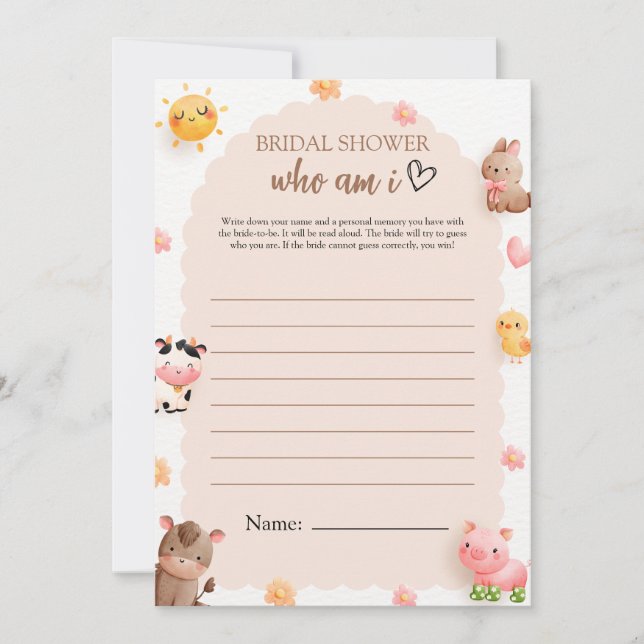 Quem sou eu - Cartão de Jogo Chá de fraldas (Frente)