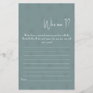 Quem Sou Eu? Folheto de jogos do chá