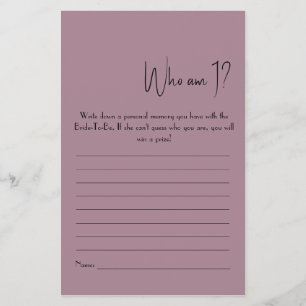 Quem Sou Eu? Panfleto de Jogo para Chuveiro