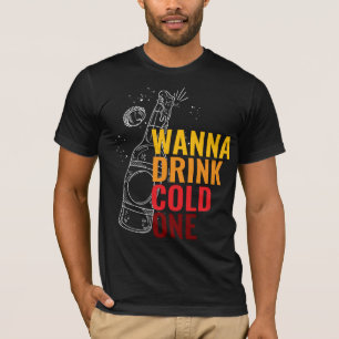 "Quer Beber Uma Fria" Tipografia Camiseta Masculin