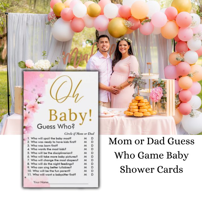 Querida Adivinha Quem Joga Chá de fraldas (Oh Baby Guess Who Game Baby Shower)