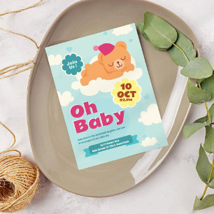 Querida! Convite para Chá de fraldas Cute Com O Pr