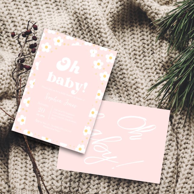 Querida! Convite para Chá de fraldas Floral Cor-de (Criador carregado)