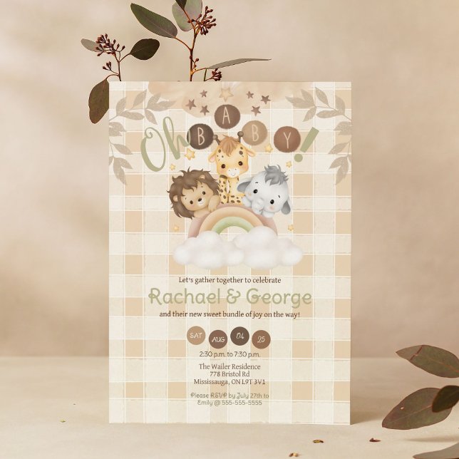 Querida! Convite para chás de fraldas (Celebrate the joy of a new arrival with this customizable 'Oh Baby!' baby shower invitation.)