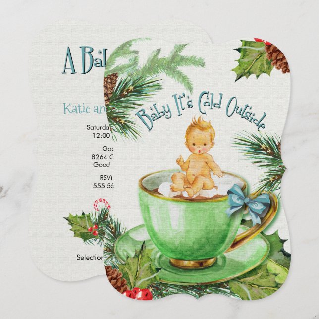 Querida, está frio lá fora | Convite ao Chá de fra (Frente/Verso)