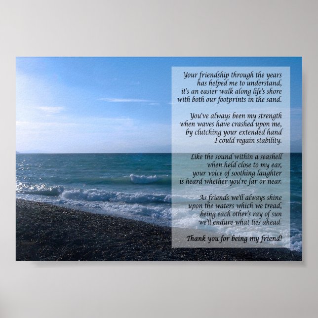 Querido Amigo Poema Pelo Mar Poster (Frente)