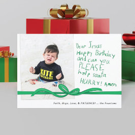 Querido cartão de Natal com foto da nota do lápis 