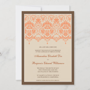 Querido Damask Lace 5x7 Convite para Casamento: co