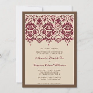 Querido Damask Lace 5x7 Convite para Casamento: fr