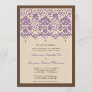 Querido Damask Lace 5x7 Convite para Casamento: li
