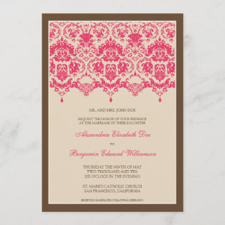 Querido Damask Lace 5x7 Convite para Casamento:ros