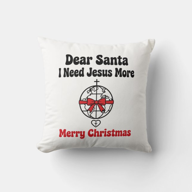 Querido Papai Noel Jesus Almofada - Presente de Fé (Frente)