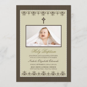 Querido Vitoriano 5 x 7" Convite Para Batismo Taup