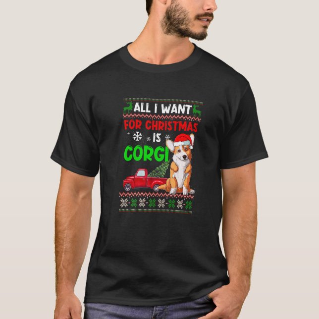 Quero Um Corgi Para O Natal Suéter Feio Cachorro X (Frente)