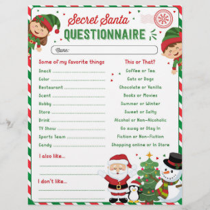 Questionário de Papais noeis Secretos de Natal