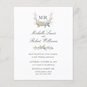 Quic Monograma Crest Azul Dourado Casamento Fotogr