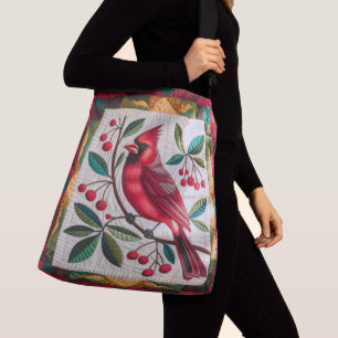 Quilt De Aves Cardinais, Sacos De Tote - Cardi Ver