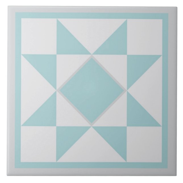 Quilt Trivet - Estrela do Sawtooth (azul/cinza) (Frente)
