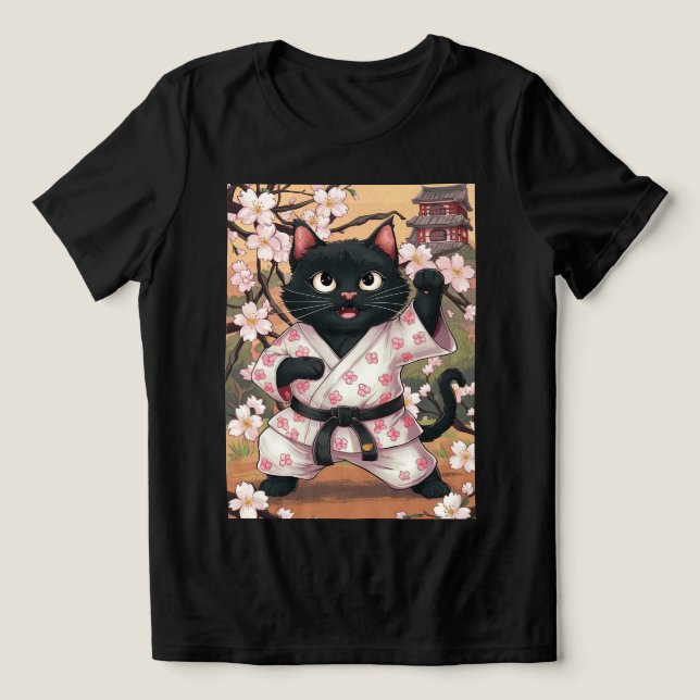 Quimono Fofo de Karatê de Gato Preto (Design frontal)