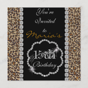 QUINCEANERA15 CHEETAH CHEETAH Convites de anivers