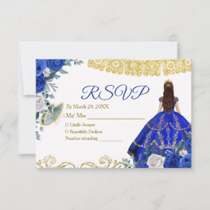 Quinceañera 15 Anos Cartão Real Azul RSVP