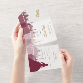 Quinceañera Árabe Burgundia e Dourada