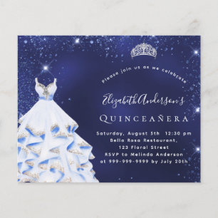 Quinceanera azul de prata convite para o orçamento