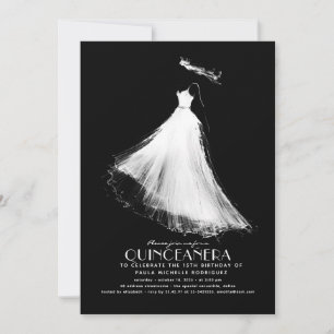 Quinceañera Birthday Convite Preto