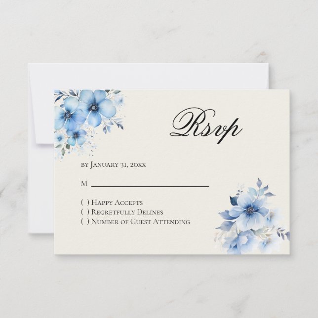 Quinceanera blue Reply RSVP Card (Frente)