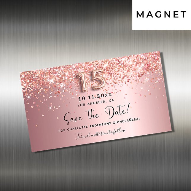 Quinceanera blusa imã salve a data rosa (Criador carregado)