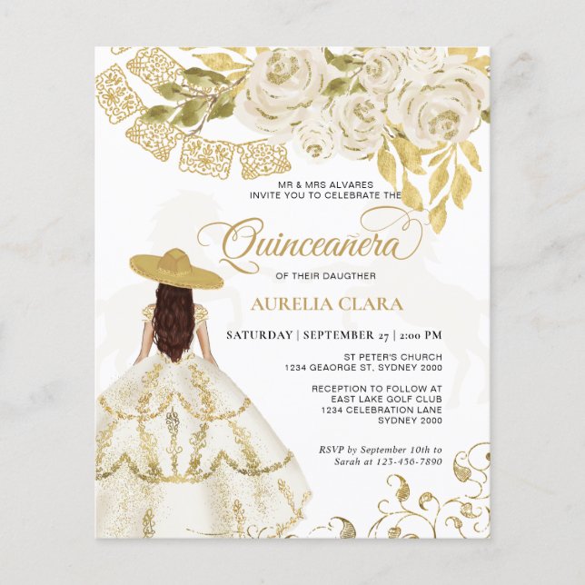 Quinceañera, cavaleiro Dourado de marfim, Elegante (Frente)