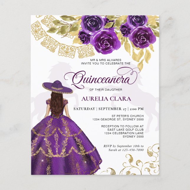 Quinceañera, Cavalo Floral Elegante, (Frente)