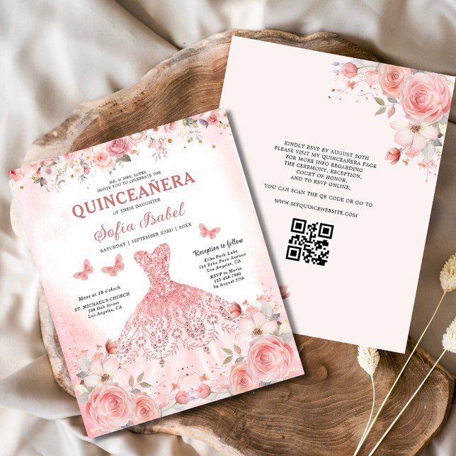Quinceañera Código QR Blush Rosa Rosa Rosa Rosa Ro (Criador carregado)