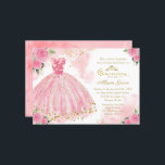 Quinceanera Convite Espanhol Rosa Quente Dourado<br><div class="desc">Quinceanera Convite Espanhol Rosa Quente Dourado</div>