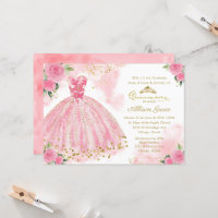 Quinceanera Convite Espanhol Rosa Quente Dourado