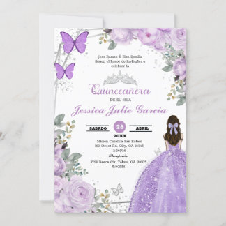 Quinceanera - Convite Floral Purple Lilac