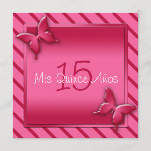 Quinceañera Convite para Borboleta Rosa e Vermelh