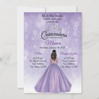 Quinceañera convite Purple e Silver