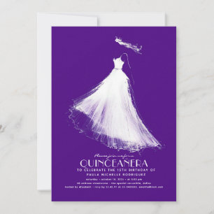 Quinceañera Convite Romântico Roxo