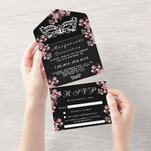 Quinceanera Cor-de-Máscara Cherry Blossom Rosa
